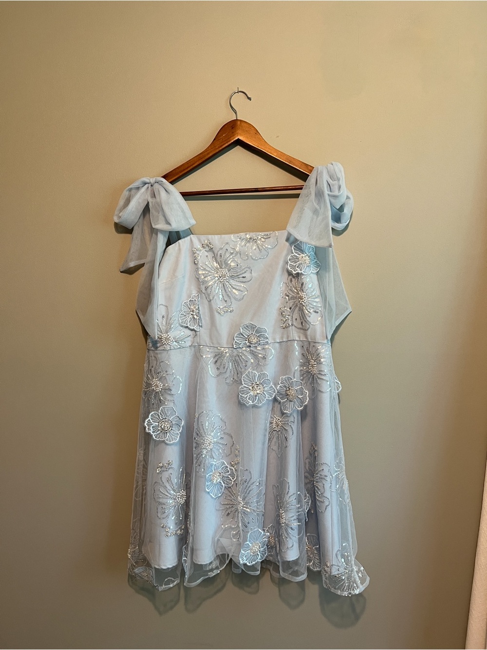 Petal & Pup Light Blue Floral Sequin Mini Dress - Picture 4 of 8